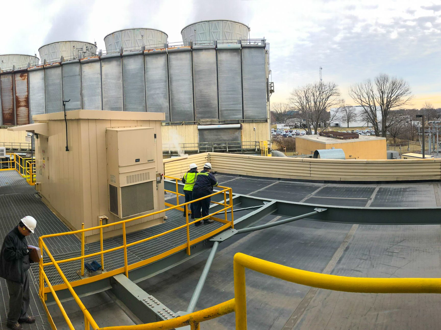 Packaged diesel fire pump house on the roof at Covanta Hempstead, Westbury NY
